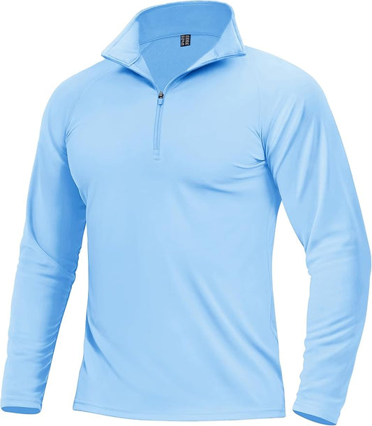 Boladeci Men's Quarter Zip Pullover Premium Fleece Lined Long Sleeve Golf Shirts Warm Hiking Shirts Lightweight Sweatshirts