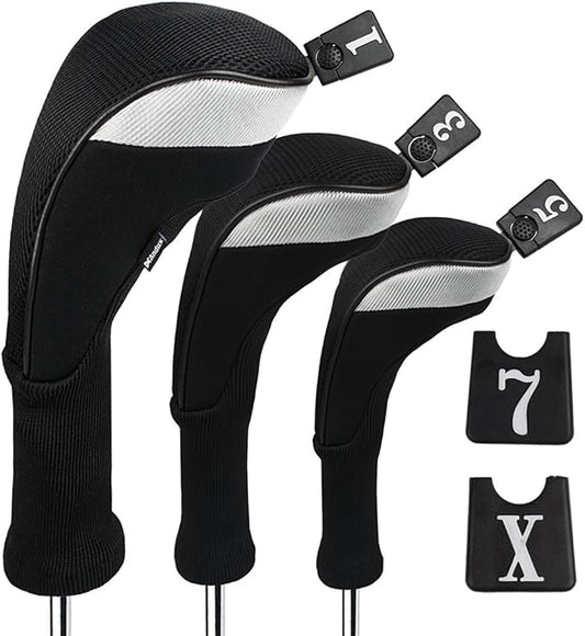 Andux 3pcs/Set Golf 460cc Driver Wood Club Head Covers Long Neck with No. Tags