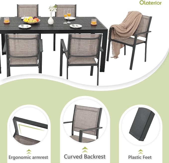 Patio Dining Chairs, All-Weather High-Resilience Textilene Outdoor Dining Chair - Image 6