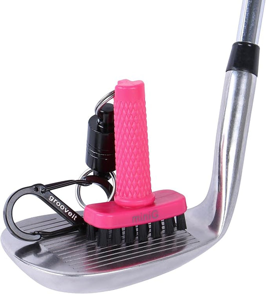 Grooveit Pink Mini Golf Brush The MiniG 'Dry Scrubber' Features A Detachable Magnet, Heavy-Duty Nylon Bristles, and 3-Yr Warranty - Used On All Professional Golf Tours - Golf Accessory of 2023