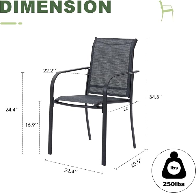 Outdoor Chairs Set of 6, Stackable Patio Dining Chairs - Image 3