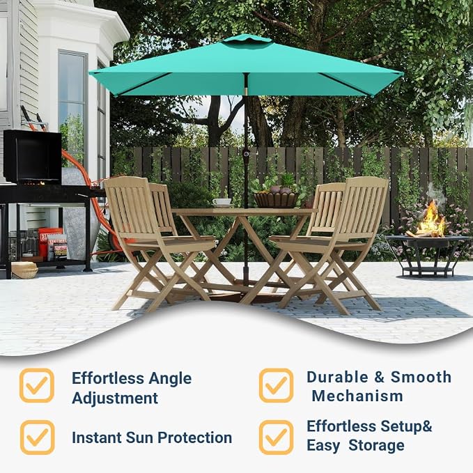 6.5' x 10' Rectangular Patio Umbrella Large Outdoor Market Umbrella w/ UV - Image 5