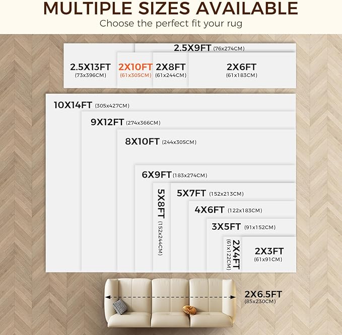 BAGAIL BASICS 2 x 10 FT Rug Pad Gripper for Hardwood Floors, Non Slip Rug Pads for Area Rugs, Extra Thick Under Rug Padding, Protect Your Rugs & Floors
