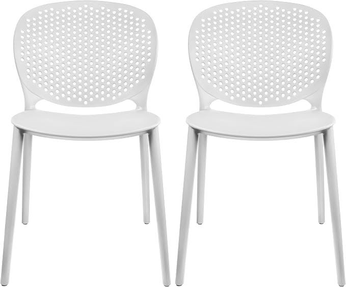 2xhome Set of 2 Patio Dining Chairs | Modern Stackable Outdoor Pool Side Chair by 2xhome