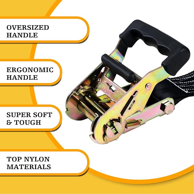 Endless Retractable Ratchet Straps 1650 lb Break Strength 2in x 10 Ft (No Hooks) Tie Down Kit Set Car Cargo Strap for Securing Stuff