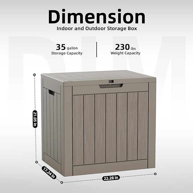 PatioZen 35 Gallon Deck Box Outdoor, Weatherproof Resin Patio Storage Box - Image 2