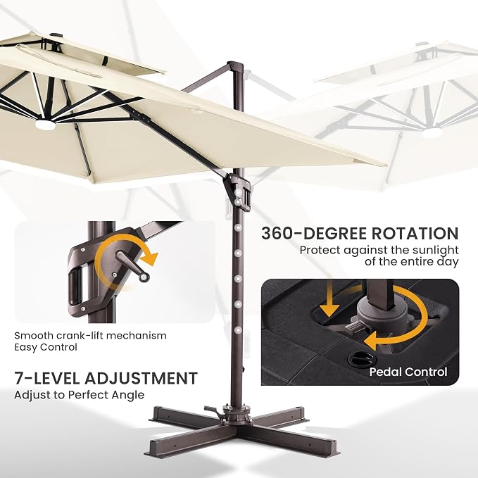 10x10 FT Outdoor Cantilever Patio Umbrella - Image 6
