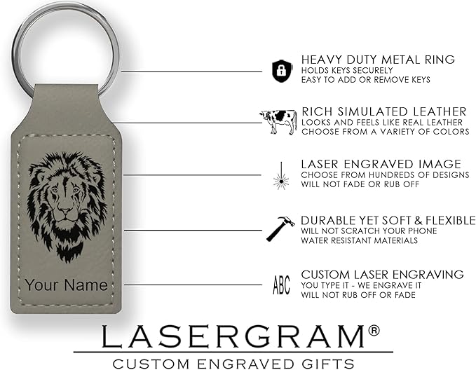 LaserGram Rectangle Keychain, Coat of Arms Germany, Personalized Engraving Included (Gray)