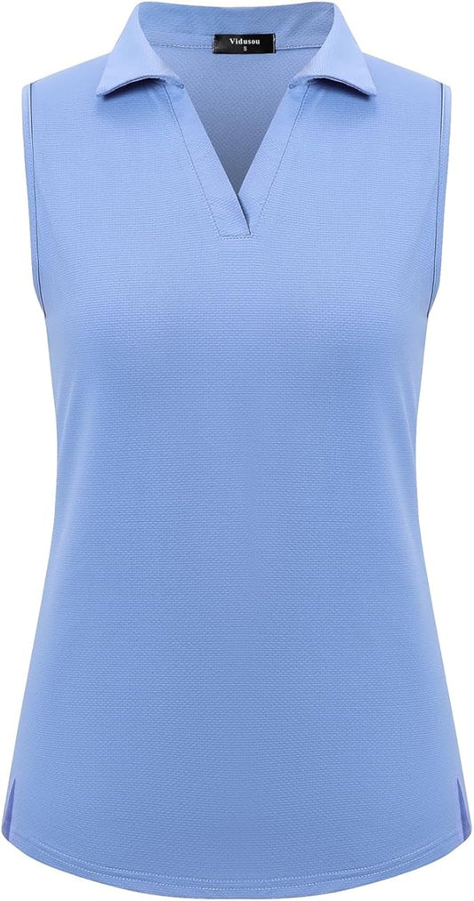 Womens Sleeveless Golf Polo Shirts Lightweight Tennis Sport Tops