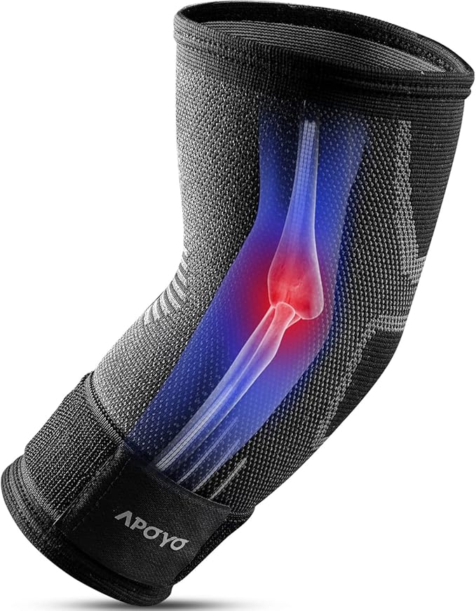 APOYO Elbow Brace for Tendonitis and Tennis Elbow, Compression Sleeve for Arthritis, Workouts, Reduce Joint Pain During Fitness Activity (X-Large)