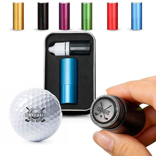 Personalized Golf Ball Stamp with Metal Storage Case, Custom Name Reusable Golf Ball Marking, Golf Accessories, Gifts for Golf Lovers, Golfers, Dad, Husband, Father's Day Birthday Wedding Gifts