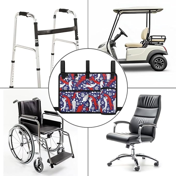 Fashion Golf Cart Rear Seat Organizer Lightweight Storage Bag Accessories for Club Car, Wheelchair and Walker