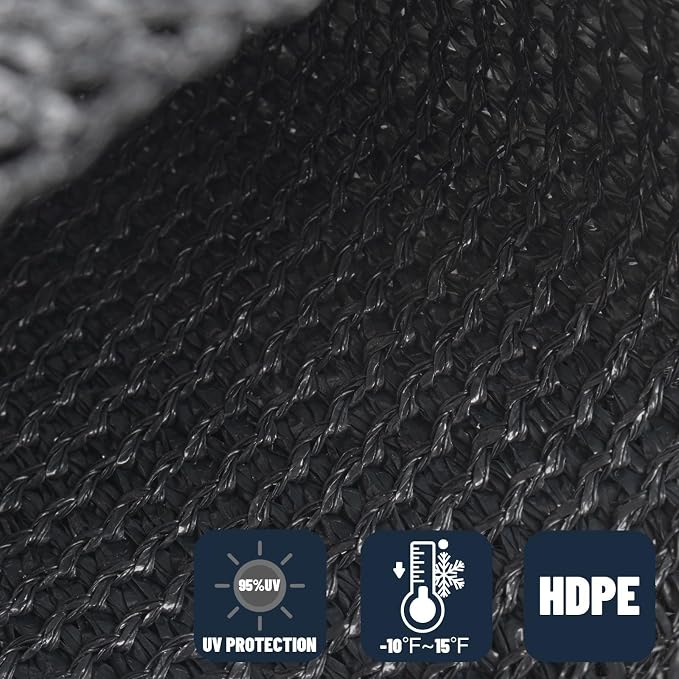 SUNNY GUARD Custom Size 19'x22' Rectangle Graphite Grey UV Block Sunshade - Image 4