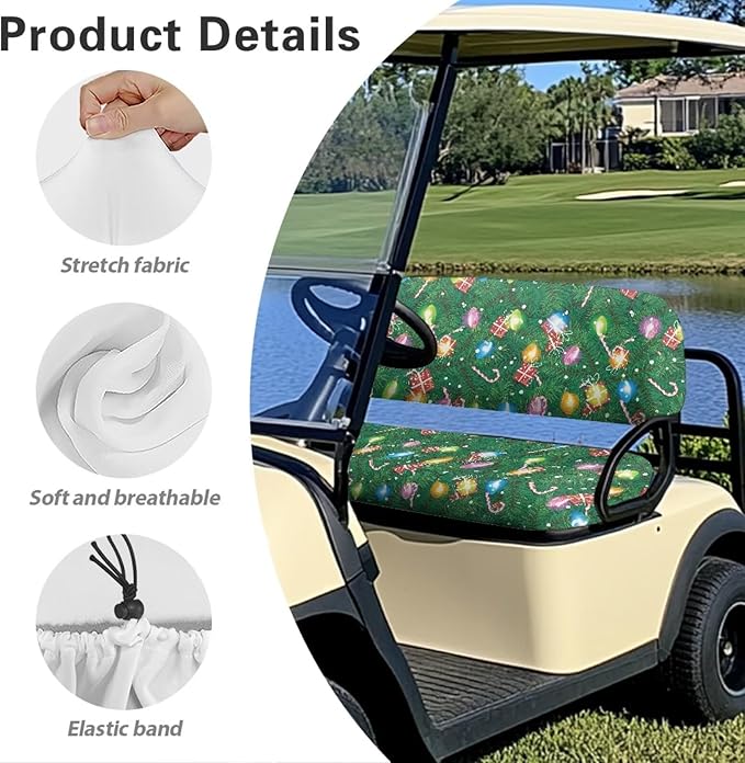 Golf Cart Seat Covers, Universal Fit & Nonskid Bottom Fits for Club Car 2 Person Seats Golf Carts