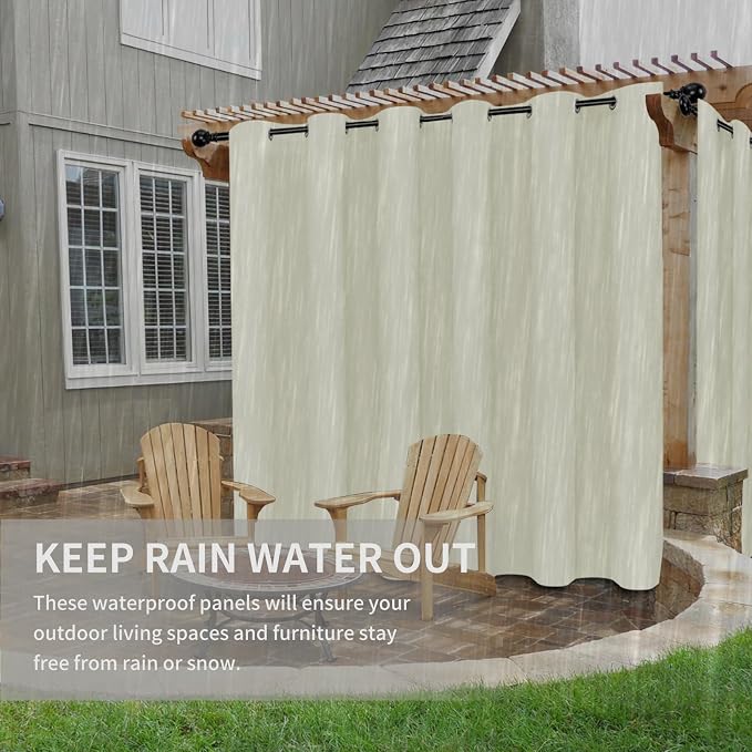 Easy-Going 100% Waterproof Outdoor Curtains 110x120 inch, Gazebo and Pergola 1 - Image 4