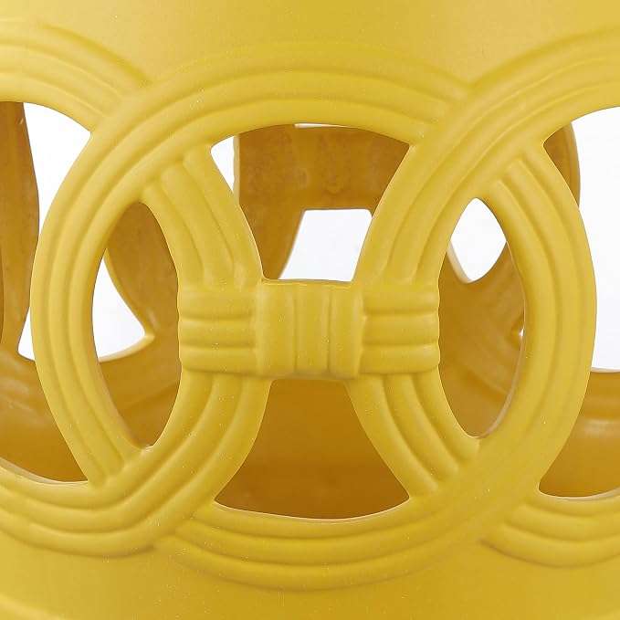 JONATHAN Y Lucky Coins 16" Ceramic Garden Stool Side Table, Matte Yellow | - Image 6