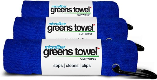 Blue 3 Pack Golf Towel Set for Golf Bags with Clip, Plush Microfiber Nap Fabric, 16x16, The Original (Royal Blue)