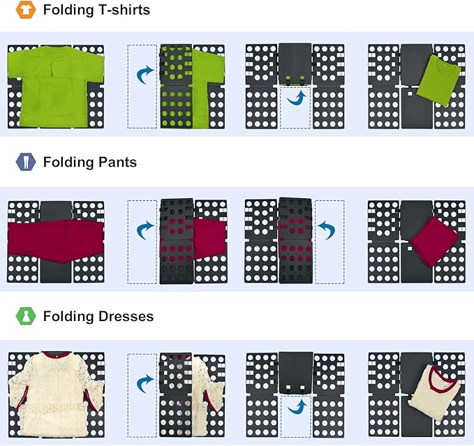 Shirt Folder Board Adult Clothes Folding Board tshirt Folding Helper Durable Plastic Laundry Folders One for Multiple Sizes Quickly Standardize the Folding of Clothing