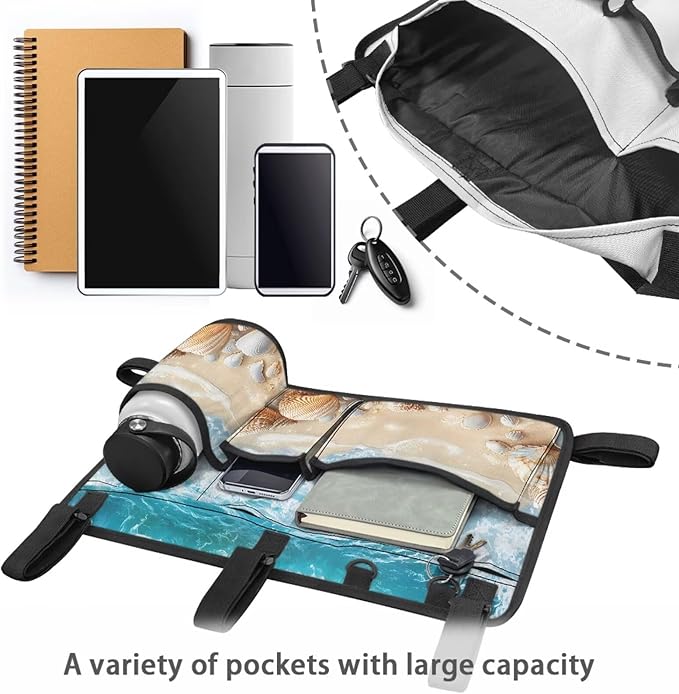 Beach Golf Cart Rear Seat Organizer Foldable Storage Bag for Club Car, Wheelchair and Walker