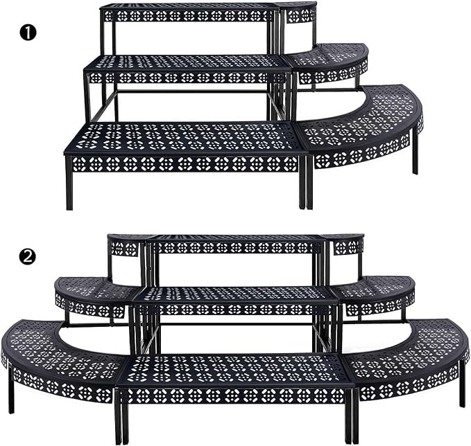 aboxoo 3-Tier Metal Plant Stand, Stair-Step Corner Shelf - Image 8