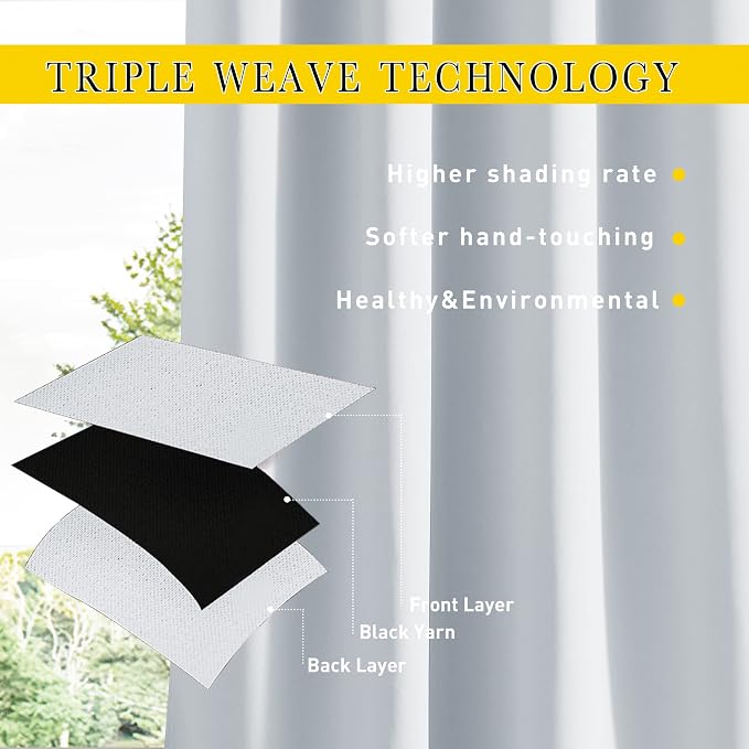 NICETOWN 2 Panels Thermal Outdoor Curtains Windproof W52xL72 Greyish White | - Image 3