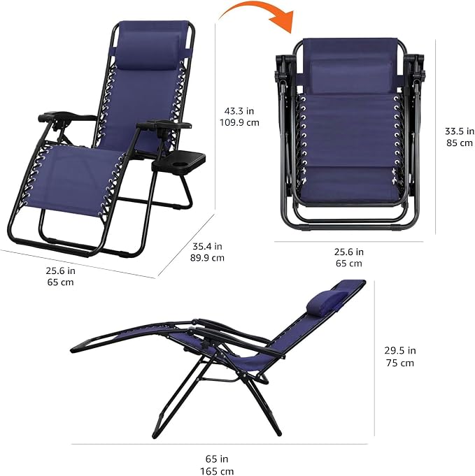 Amazon Basics Outdoor Adjustable Zero Gravity Folding Reclining Lounge Chair - Image 3