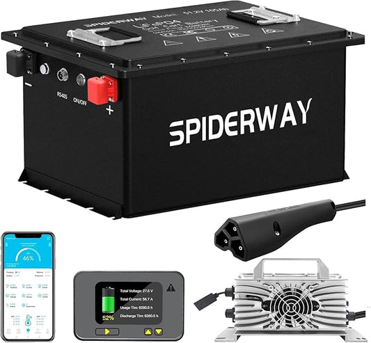 48V 105Ah Lithium Battery Golf Cart with 25A Charger, 48V LiFePO4 Battery, LCD Monitor & Mobile APP, 6000+ Cycles 48V Golf Cart Battery, Built-in 200A BMS, Max 10.24kW Output, Perfect for Golf Carts