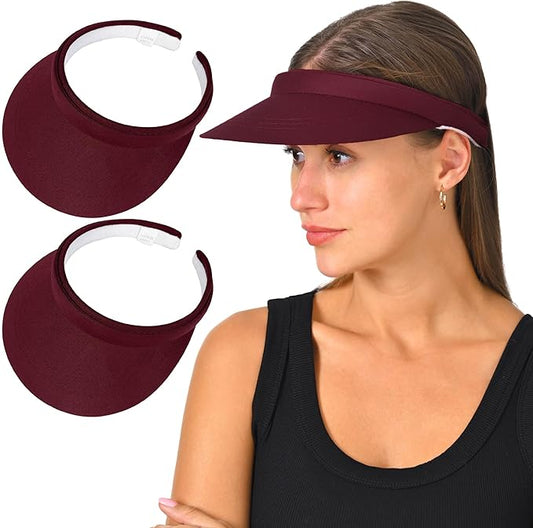 2 Pack Visor Women Men Sun Hat Clip On Visors Adjustable Sport Wide Brim Cap