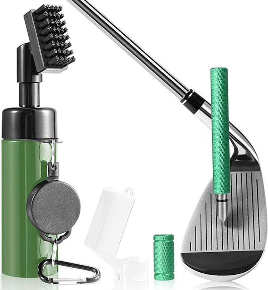 Pro Golf Club Cleaner Brush with Golf Groove Sharpener Tool Suitable for U & V-Grooves 8 Inches Golf Water Brush with Retractable Clip Hold 5oz of Water Perfect Golf Accessories for Men/Women