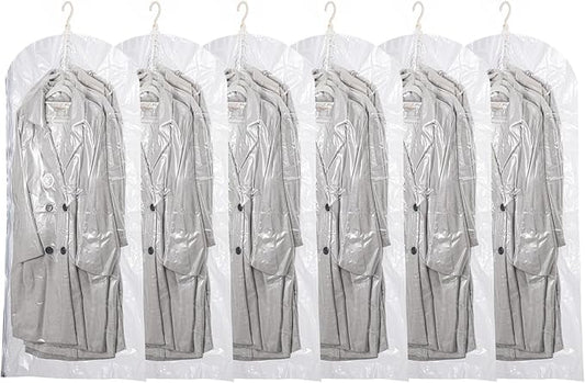 Hanging Vacuum Storage Bags, 6 Pack (53 x27.6 inch), Vacuum Seal Bags for Clothing, Garment Storage for Coat, Jacket, Suits, Dresses, Closet Oragnization and Storage