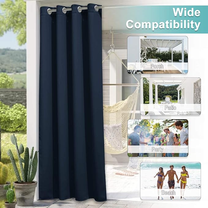 NICETOWN Outdoor Curtainch for Patio Waterproof 140 inch Wide, Rustproof - Image 6