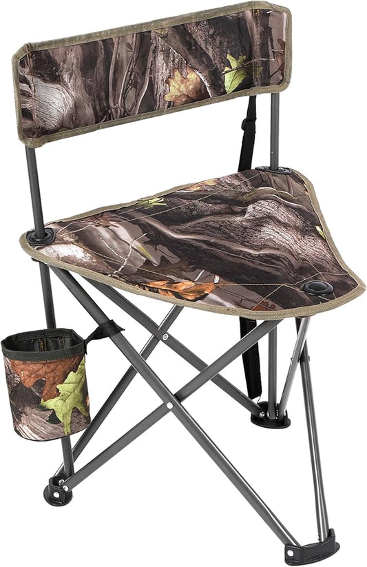 REDCAMP Tripod Hunting Chair for Blinds, Folding Lightweight Portable Fishing Chair for Adults Hunting Stools with Backrest, Golf Chairs for Spectators, Camo