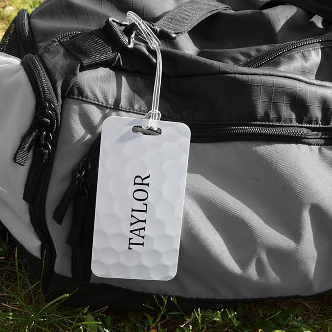 ChalkTalkSPORTS Golf Luggage & Bag Tag | Personalized Golf Ball Graphic | Standard Lines on Back | Large