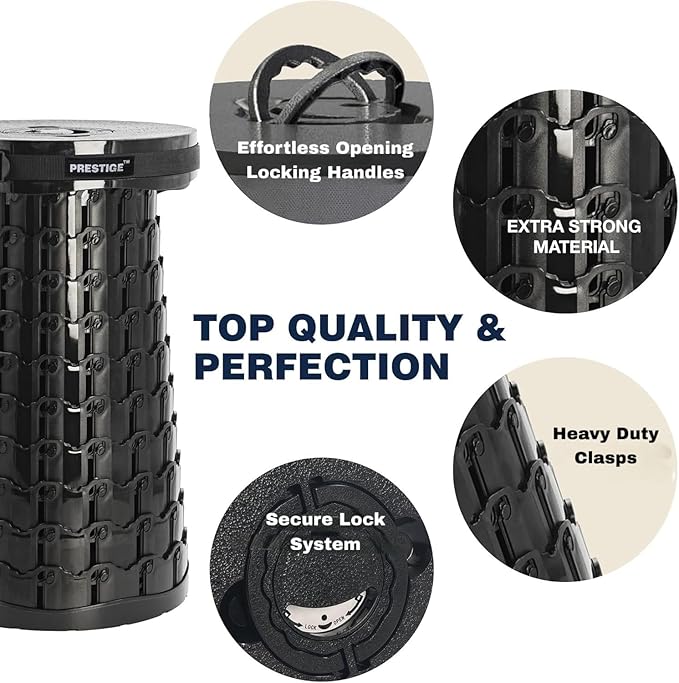2025 XXL Collapsible Stool with Cushion, 19.7" Tall, 1000lbs Max Weight, Wider & Taller Pop Up Seat, Heavy Duty Portable Retractable Folding Chair, Gift for Camping & Outdoors