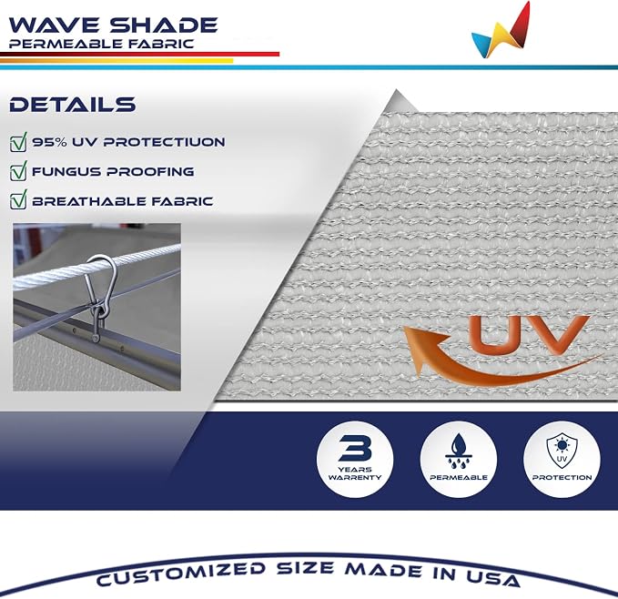 Windscreen4less 4' x 9' Retractable Sun Shade Canopy Cover Sliding Wave Shade - Image 3