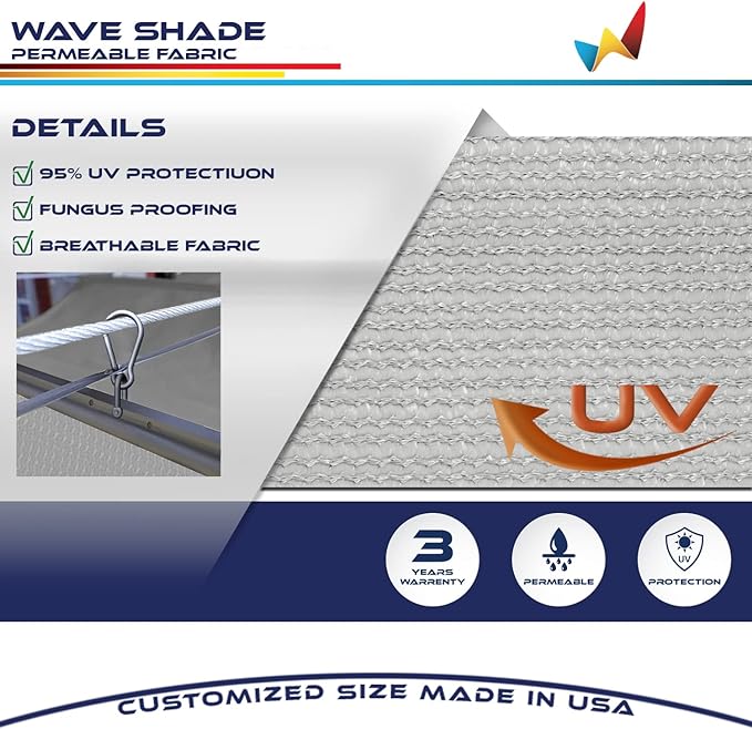 Windscreen4less 4' x 16' Retractable Sun Shade Canopy Cover Sliding Wave Shade - Image 3