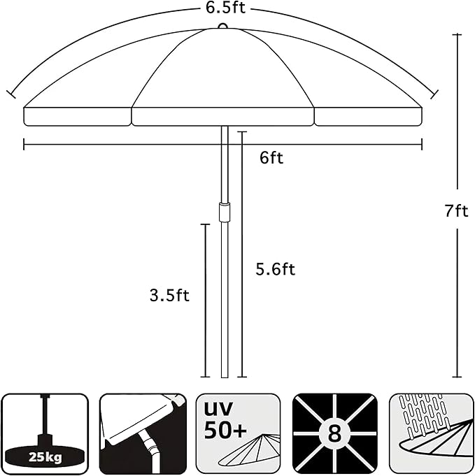 AMMSUN Patio Umbrella, 6.5 ft Outdoor Table Umbrella - Image 8