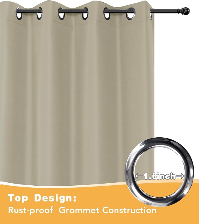 HolidayIdeas Outdoor Curtains for Patio Waterproof 4 Pcs 54x108 Inch Taupe | - Image 4