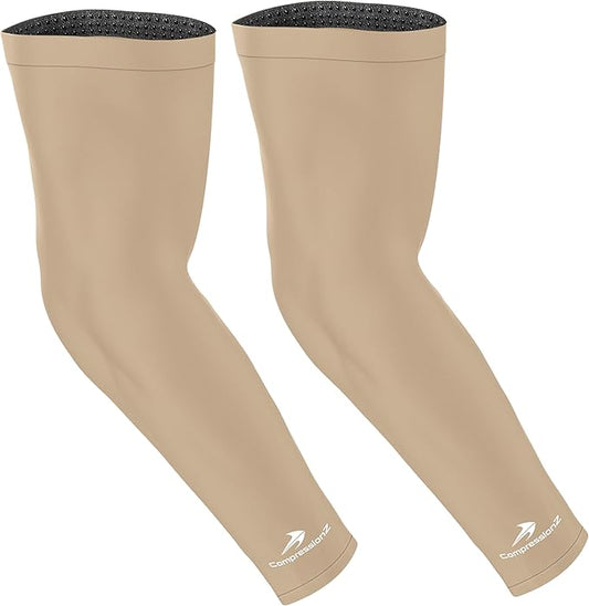 CompressionZ Compression Arm Sleeves for Men & Women| Cooling UV Sun Protection Elbow Pain Relief for All Sports and Recovery
