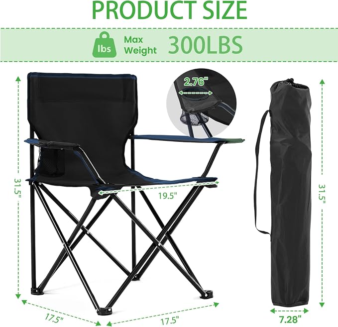 4 Pack Lightweight Camping Chairs Folding Lawn Chair Outdoor Beach Chair - Image 3