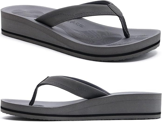 COFACE Flip Flops for Women With Comfortable Arch Support Ladies Fashion Platform Thong Sandals Soft Yoga Mat Sole For Beach/Indoor Outdoor