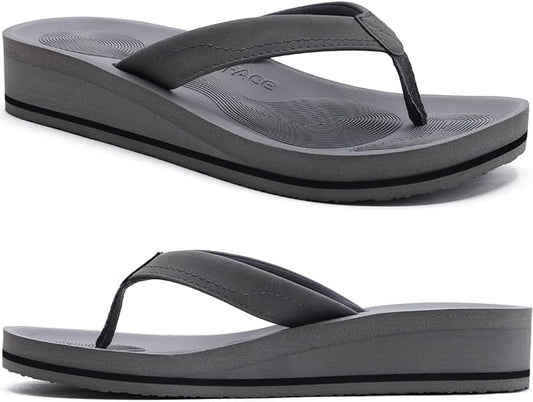 COFACE Flip Flops for Women With Comfortable Arch Support Ladies Fashion Platform Thong Sandals Soft Yoga Mat Sole For Beach/Indoor Outdoor