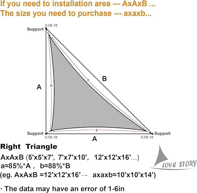 LOVE STORY Custom Size 15' x 15' x 21.2' Sun Shade Sail, Butter Cream | HDPE - Image 2