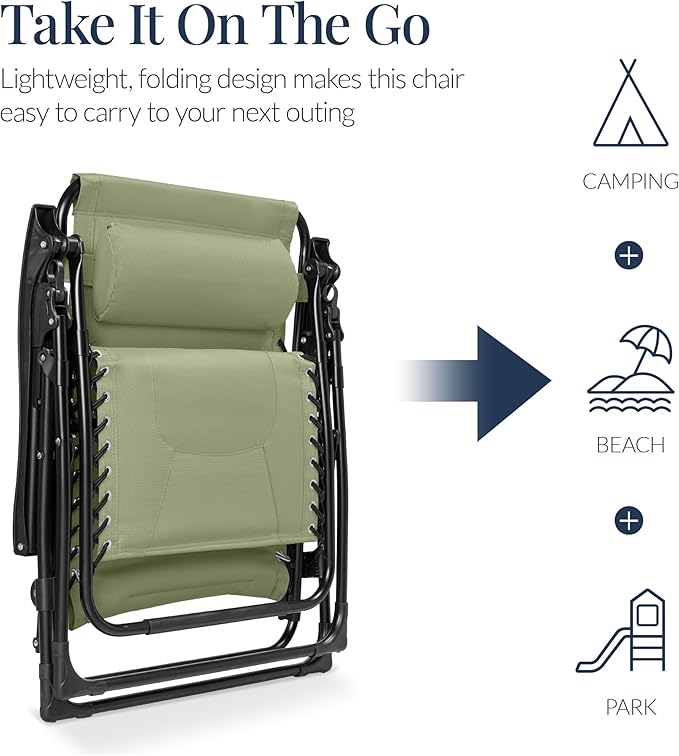 Best Choice Products Oversized Padded Zero Gravity Chair, Folding Outdoor Patio - Image 5