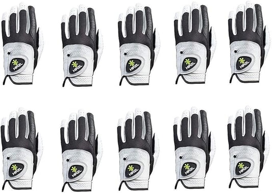 HIRZL Trust Control 2.0 Golf Gloves, All Weather Mens Golf Glove, White/Black, Kangaroo Leather Palm, Cabretta Leather Backhand, Trusted by Pro’s, Sweat Free, Ultimate Grip