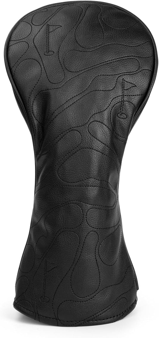 Golf Club Head Covers 3 Wood Headcover Set Premium Leather for Woods, Driver Fairway(FW) Wood Hybrid(UT) with Number Tags 4pcs & 1pcs