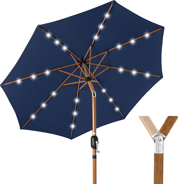 Best Choice Products 10ft Solar Market Patio Umbrella w/Woodgrain Pattern Pole by Unknown