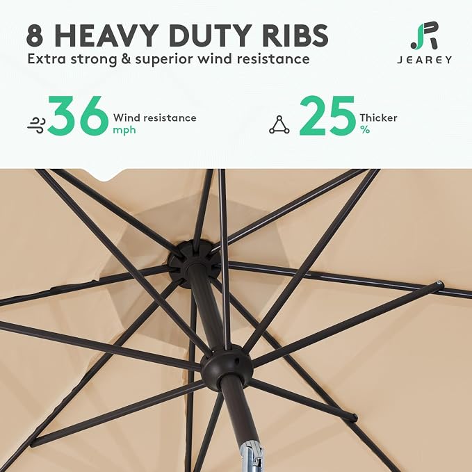 JEAREY 10 ft Outdoor Patio Umbrella w/Tilt and Crank - Image 5