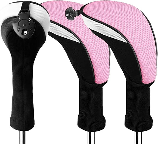 Golf Club Head Covers for Woods and Driver Hybrids Fairway Value Pack Protective Clubs Headcovers with Interchangeable No.Tags 1 3 5