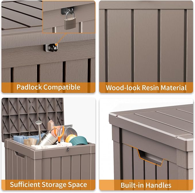 ROJIK 51 Gallon Resin Deck Box, Lockable Waterproof Weatherproof Outdoor - Image 6